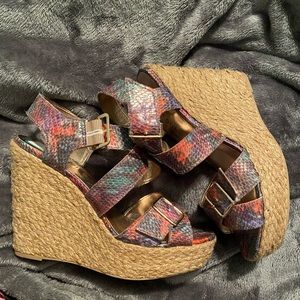 snake skin wedges